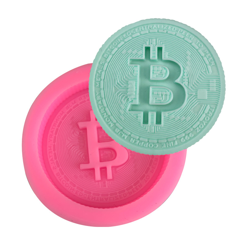 Candle Making Process - 1/3個入り通貨ロゴソープシリコンケーキベーキングデコレーションツールビットコインチョコレート型簡単リリースキャンドルドリップ型