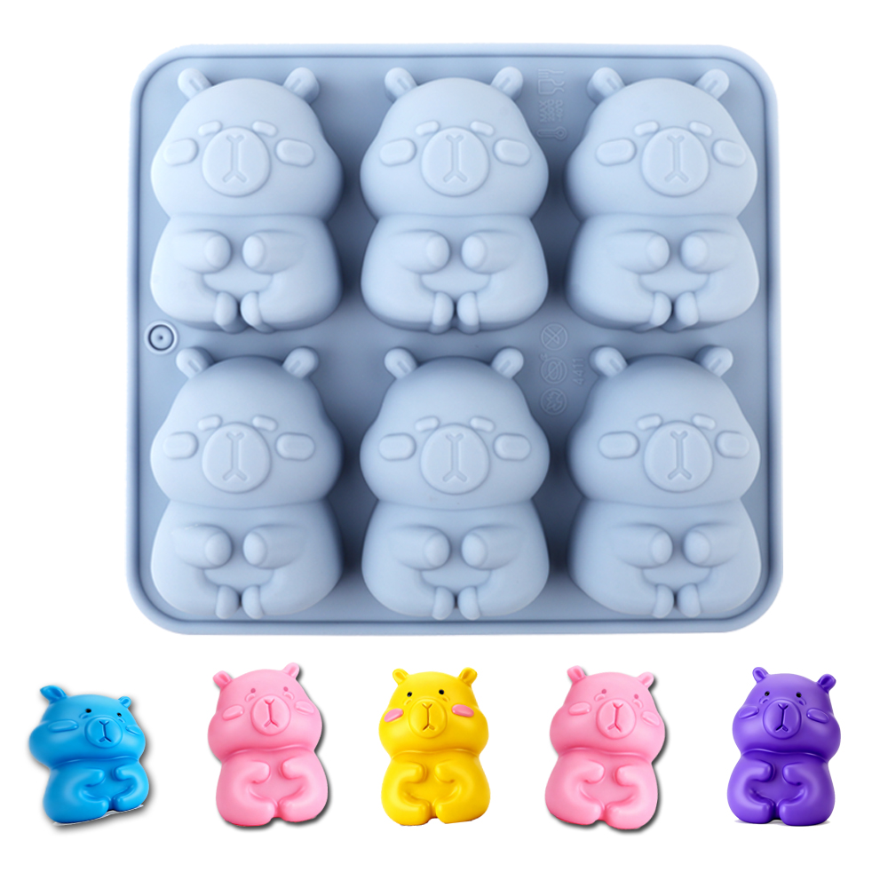 Candle Making Equipment - 1. 可愛らしいカピバラの形をしたシリコン製ケーキ型。チョコレート、ケーキ、プリン、ゼリー、キャンディー、ケーキの飾り、クマの形をしたキャンドル、手作り石鹸、工芸品、その他のキッチン用品の製作に適しています。