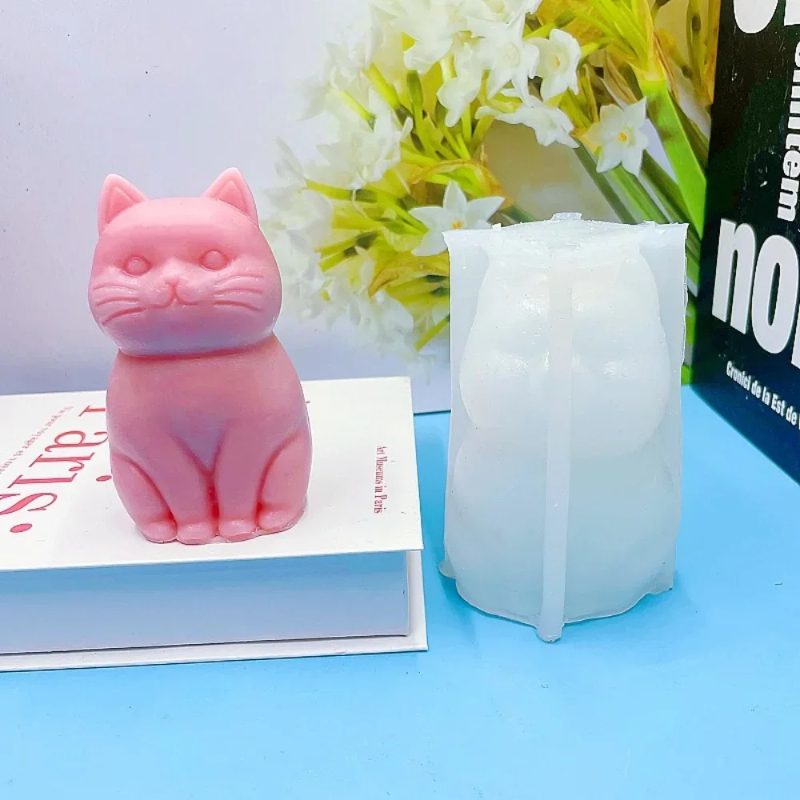 Candle Making Fat - 3D太った猫の動物シリコンキャンドル型DIY可愛い子猫石膏型アロマセラピー石鹸作りツール手作りギフト家の装飾