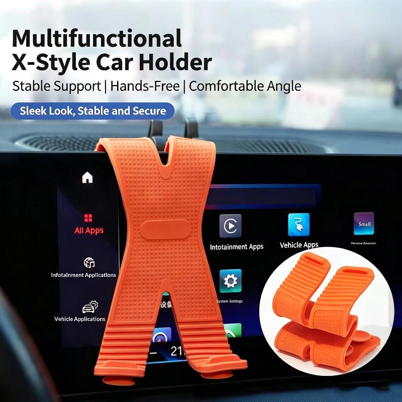 Candle X - 新しいX字型シリコン製スマホホルダー 多角度調整可能 スマホスタンド 滑り止め 車載ダッシュボードスクリーンマウント デスクトップ用スマホブラケット