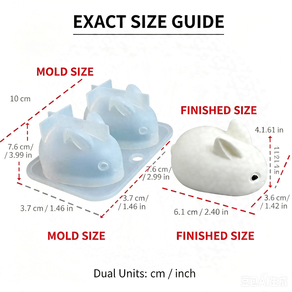 3D ミニウサギシリコンモールド食品グレード 2 キャビティ - Candle Making Equipment のレビューと価格
