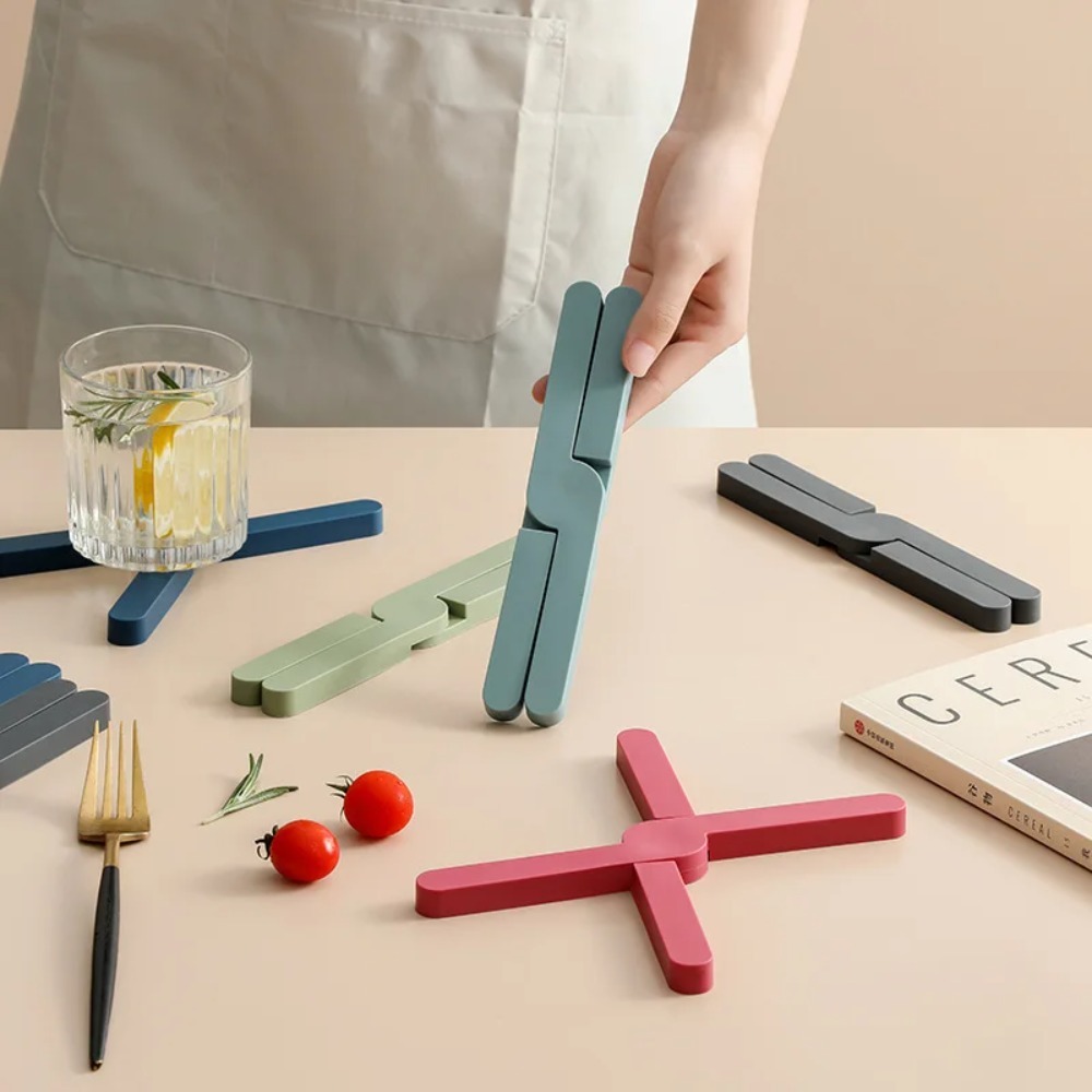 シリコン製X型耐熱パッド 折りたたみ式滑り止め鍋マット テー - Candle X のレビューと価格