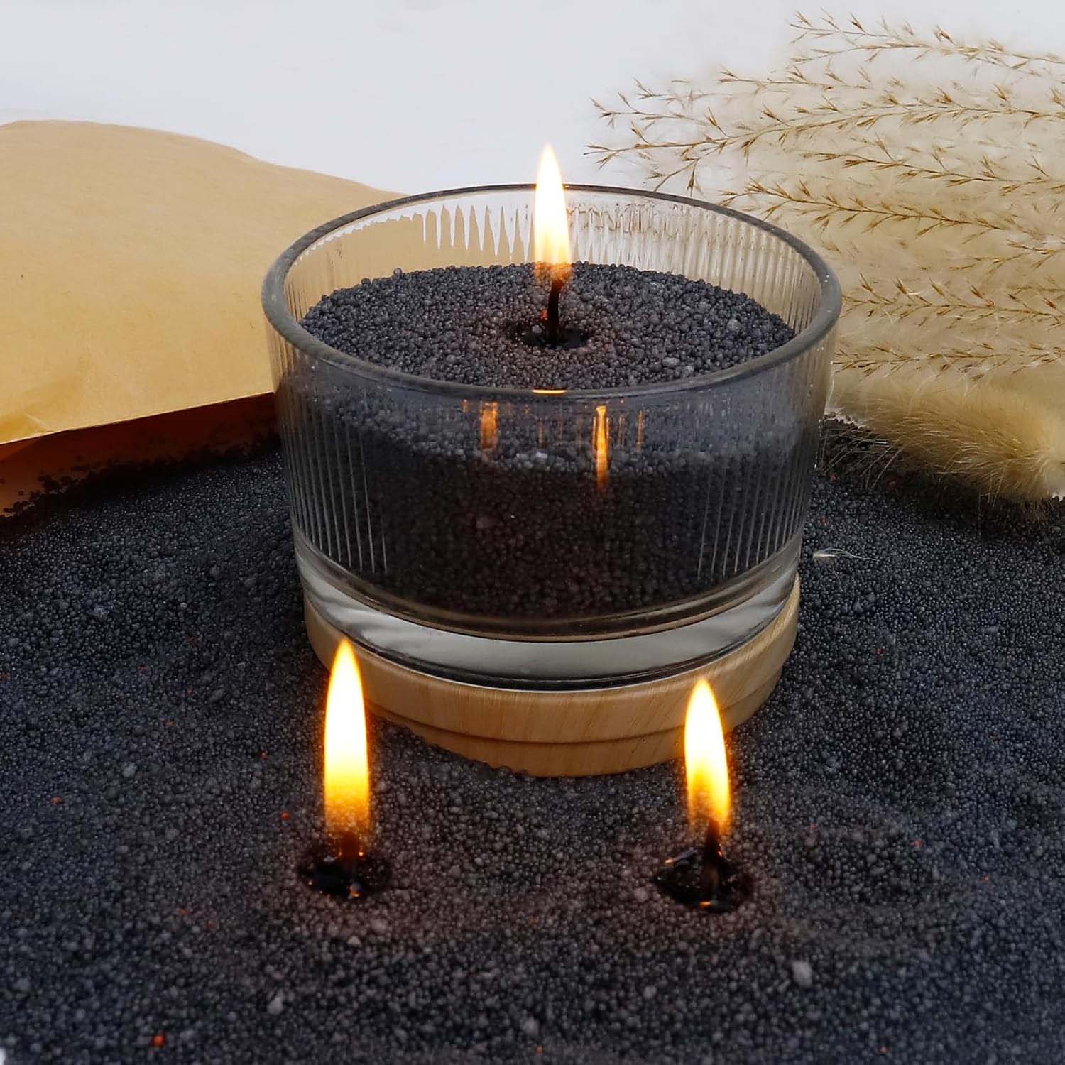 黒色のキャンドルサンド（芯付き）、200g、10個の芯付きパ - Candle Making Tips のレビューと価格