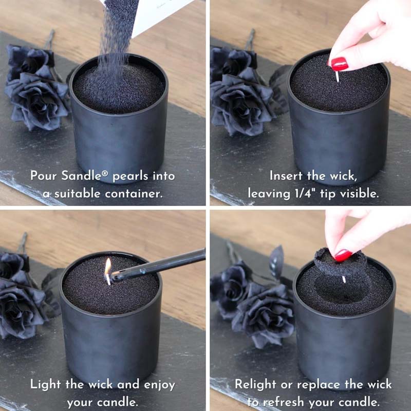 黒色のキャンドルサンド（芯付き）、200g、10個の芯付きパ - Candle Making Tips のレビューと価格